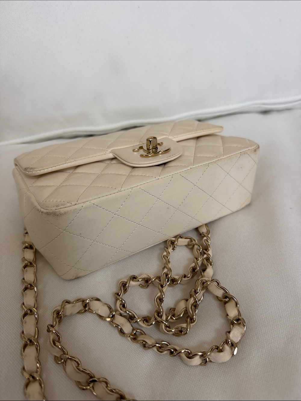 CHANEL White Mini Classic Flap Lambskin - Picture 8 of 16
